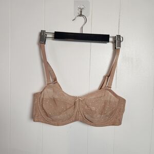 Dobreva Mesh Strapless Bra Unlined Unpadded Underwire Size 38B Lingerie Beige